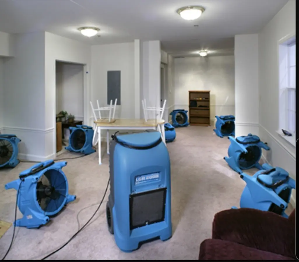 Air movers and dehumidifier setup for Water Damage Restoration in Gulfport